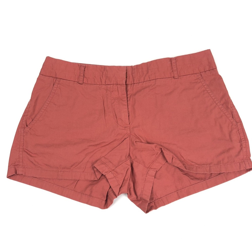 J.Crew Broken-In Chino Shorts Womens 4 Coral Pink Red 100%Cotton Low Rise Casual